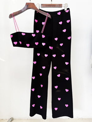 SS2375 Spring/Summer Collection Sweet and Chic 2-Piece Heart-Shaped Pants Set for Plus Size Women in Fashionable Design