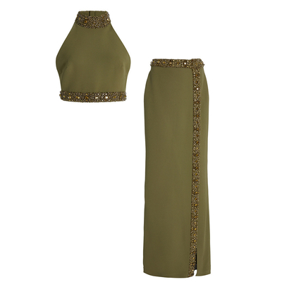 100g Fabric Weight TOP SS2376 Summer Women's Two-Piece Camisole Set with Crystal Bead Embellishment