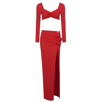 Guangdong SS2377 Elegant Cocktail Party Nightclub Sexy Girl High Slit Fashion Bridal Suit with Regular Sleeves in Ankle Length