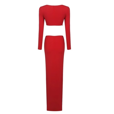 Guangdong SS2377 Elegant Cocktail Party Nightclub Sexy Girl High Slit Fashion Bridal Suit with Regular Sleeves in Ankle Length