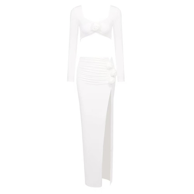 Guangdong SS2377 Elegant Cocktail Party Nightclub Sexy Girl High Slit Fashion Bridal Suit with Regular Sleeves in Ankle Length
