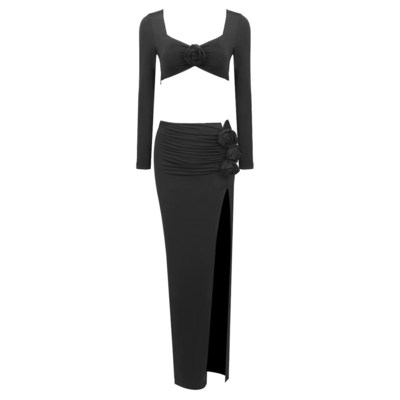 Guangdong SS2377 Elegant Cocktail Party Nightclub Sexy Girl High Slit Fashion Bridal Suit with Regular Sleeves in Ankle Length