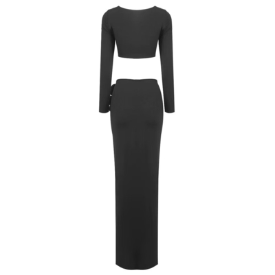 Guangdong SS2377 Elegant Cocktail Party Nightclub Sexy Girl High Slit Fashion Bridal Suit with Regular Sleeves in Ankle Length