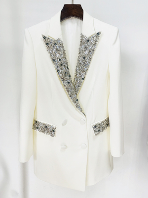 BA2321 Kimshein Fashion Autumn Women's Jacket Elegant Crystal V-Neck Suit Coat for V-Neck Collar and Intelligent Tracking