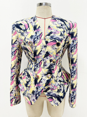 BA2329 Women's Formal Long Sleeve Printed Sports Jacket for Office Slim and Elegant Short Jacket Fast Sampling Supported