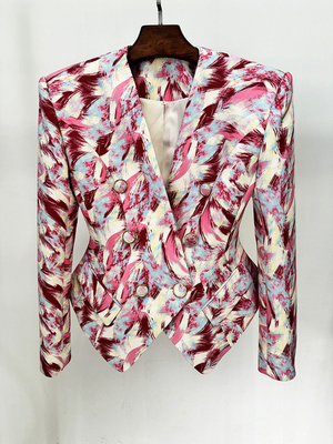 BA2329 Women's Formal Long Sleeve Printed Sports Jacket for Office Slim and Elegant Short Jacket Fast Sampling Supported