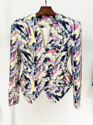 BA2329 Women's Formal Long Sleeve Printed Sports Jacket for Office Slim and Elegant Short Jacket Fast Sampling Supported
