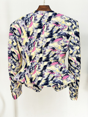 BA2329 Women's Formal Long Sleeve Printed Sports Jacket for Office Slim and Elegant Short Jacket Fast Sampling Supported