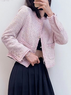 Polyester Lined WS2206 Sweet Style Women's Winter Wool Jacket Perfect for Parties and Formal Events