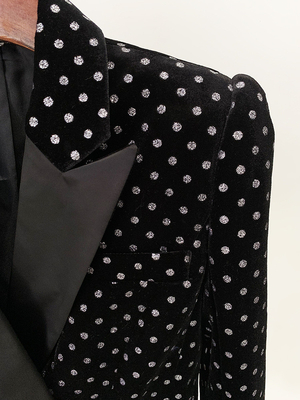 1pc/opp Bag Filled BA2295 Luxurious Women's Slim Fit Fashion Velvet Fabric Dress with Elegant Long Sleeves and Jacket