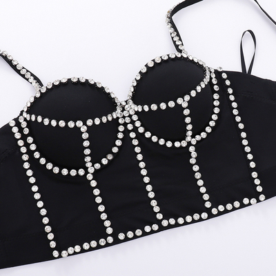 Made D1246 Black and White Feather Beaded Tight Bustier Summer Off-shoulder Top for Your Customer Requirements