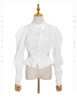 Autumn and Spring Latest Design Full Sleeve Designer Waist-Exposing Slim Fit Elegant Women's Shirt for Women