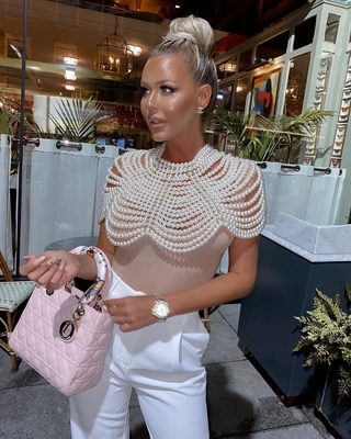 BD1997 Women's Pearl-Embellished Summer Fashion Party Elegant Dress Casual Wrap with Pearls Supports Intelligent Tracking