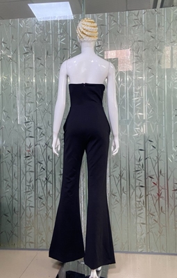 JB2276 -Made Sexy Maxi Fringe Jumpsuit Strapless and Tight Bodysuit for Women's Party Look in 's Cotton/Polyester Fabric