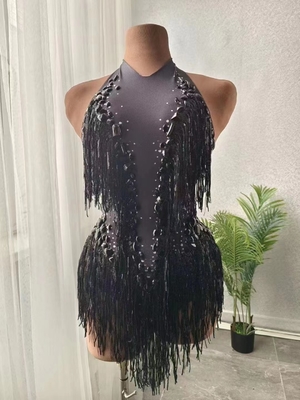 Natural Waistline AD1618 Women's Sexy Fringe Cocktail Dress with Crystal Diamond Mini Dress Occasion Sexy Party Club Wear