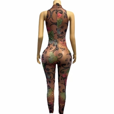 1 Piece Minimum Order Handmade Party Girl Sexy Rhinestone Jumpsuit for Women Spring Season Must-Have Item