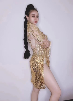 Kimshein Necked Tube Dress Sexy Fringe Dress for Women in Nightclub Ensemble Set