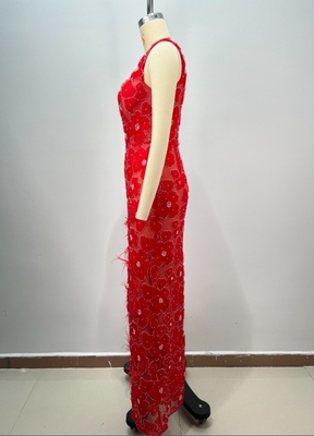 ED2755 Kimshein Elegant 3D Floral Party Dress with Square Neckline and Pearl Embellishments Hot Favorite
