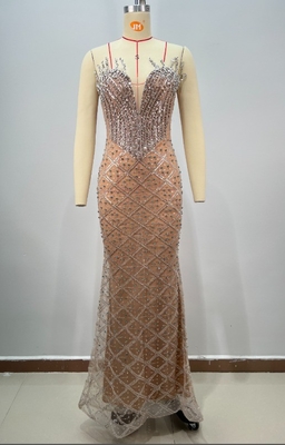 220g Fabric Weight Crystal Evening Dress with Strapless Design and Water Diamond Embellishment Ready to Ship