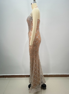 220g Fabric Weight Crystal Evening Dress with Strapless Design and Water Diamond Embellishment Ready to Ship
