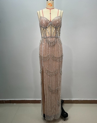 Kimshein All Seasons High Slit Evening Gown Elegant and Stylish Long Diamond Dress for Women's Luxury Dance Party