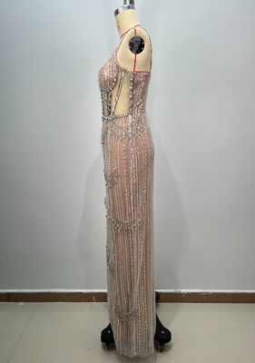 Kimshein All Seasons High Slit Evening Gown Elegant and Stylish Long Diamond Dress for Women's Luxury Dance Party