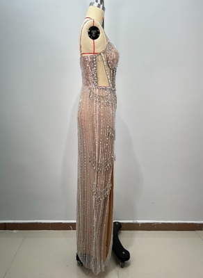 Kimshein All Seasons High Slit Evening Gown Elegant and Stylish Long Diamond Dress for Women's Luxury Dance Party