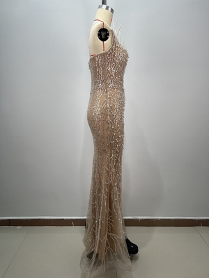 ED2762 Latest Fashion Luxurious Pearl Crystal Party Dress Elegant Evening Gown for Women Support Custom Logo 100