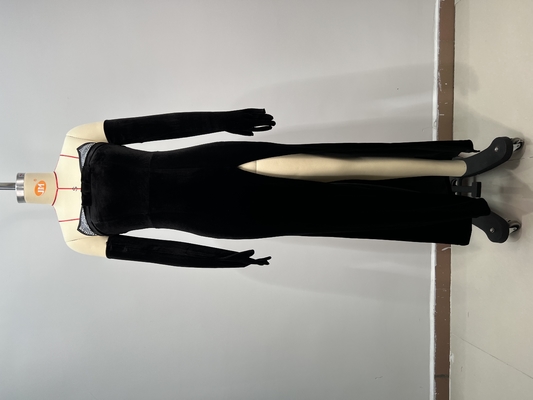 ED2750 Black Slit Diamond Beaded Velvet Evening Dress Unleash Your Inner Glamour at Your Next Formal Occasion