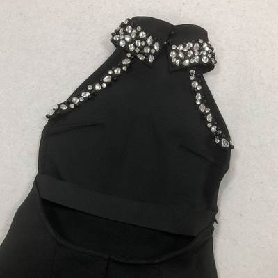 Kimshein Dry Clean Straight Knife Skirt Black Bandage Dress Nightclub Party Dress with Water Diamond Sleeveless Maxi Dress