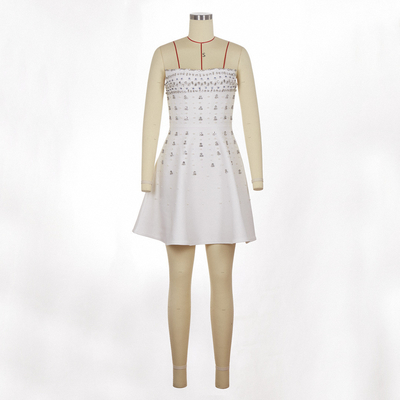 Figure-Flattering A-Line Mini Dress with Crystal Embellishments and Elegant Off-Shoulder Style