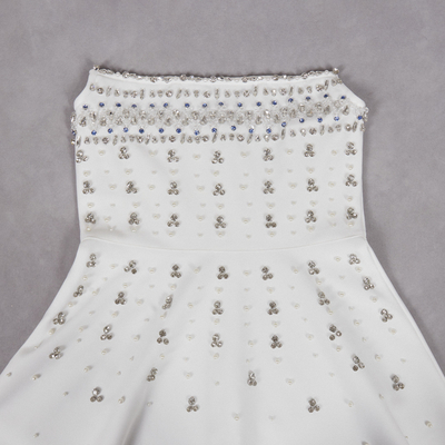 Figure-Flattering A-Line Mini Dress with Crystal Embellishments and Elegant Off-Shoulder Style