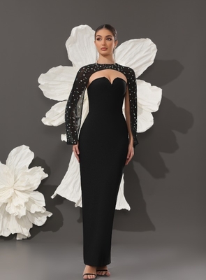 LS2644 Fashionable Women's Party Dress Elegant Beaded Crystal Rhinestone Bandage Dress for Formal Functions and Events