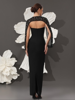 LS2644 Fashionable Women's Party Dress Elegant Beaded Crystal Rhinestone Bandage Dress for Formal Functions and Events