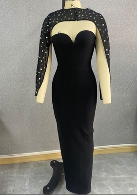 LS2644 Fashionable Women's Party Dress Elegant Beaded Crystal Rhinestone Bandage Dress for Formal Functions and Events