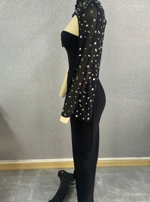 LS2644 Fashionable Women's Party Dress Elegant Beaded Crystal Rhinestone Bandage Dress for Formal Functions and Events