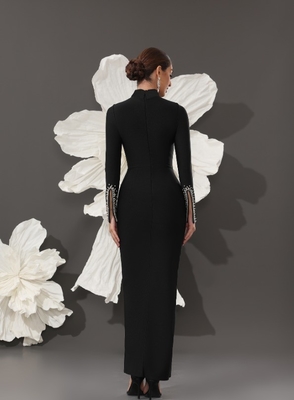 LS2643 Kimshein Crystal Bandage Dress Long-Sleeved Fashion Bodycon Dress for Women Custom Logo Print and Design Supported