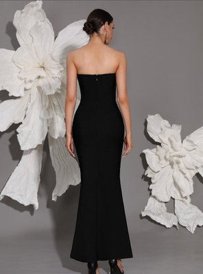 SB3423 Kimshein Women's Fashion Strapless Pearl Dress Long Evening Party Bandage Dress Model SB3423 in Spandex/Polyester