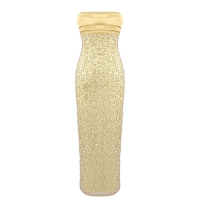 SB3449 Club Clothing Gold Sequin Off-Shoulder Sleeveless Maxi Dress Pearl Bodycon Party Dress for Chic and Trendy Look