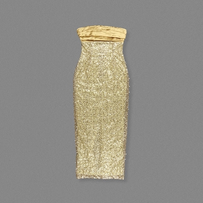SB3449 Club Clothing Gold Sequin Off-Shoulder Sleeveless Maxi Dress Pearl Bodycon Party Dress for Chic and Trendy Look