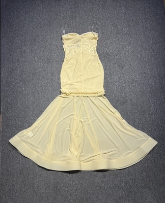 Elegant and Luxurious Women's Yellow Hollow Out Off-Shoulder Sleeveless Tight Summer Dress Other Popular Elements SB3446