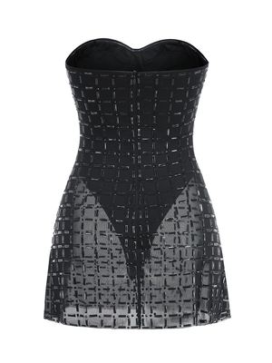 Polyester Mini Length Off-Shoulder Dress with Sheer Mesh and Rhinestone Embellishments Customizable Logo Position SB3445