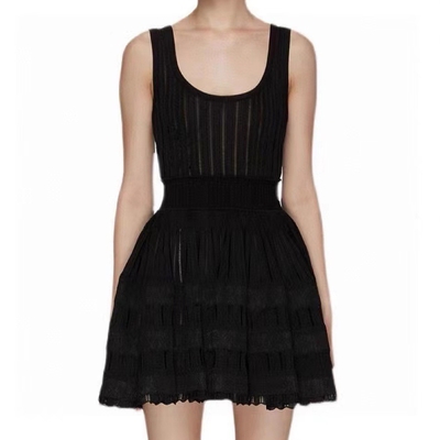 Summer Knit Mini Dress Natural Waistline Elegant Casual Luxury Fashion Needle Inspection Process Tight Short Skirt