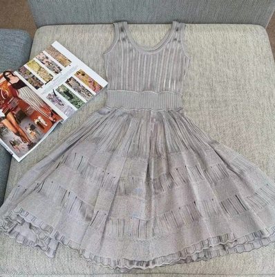Summer Knit Mini Dress Natural Waistline Elegant Casual Luxury Fashion Needle Inspection Process Tight Short Skirt