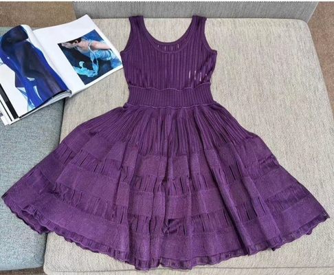Summer Knit Mini Dress Natural Waistline Elegant Casual Luxury Fashion Needle Inspection Process Tight Short Skirt