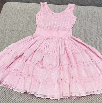 Summer Knit Mini Dress Natural Waistline Elegant Casual Luxury Fashion Needle Inspection Process Tight Short Skirt
