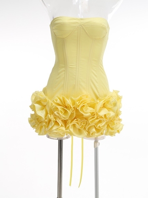 Polyester SB3430 Kimshein Mini Sleeveless Tight Bustier Dress Beautiful Sexy 3D Floral Dress Luxurious Elegant Women's Dress