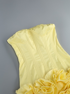Polyester SB3430 Kimshein Mini Sleeveless Tight Bustier Dress Beautiful Sexy 3D Floral Dress Luxurious Elegant Women's Dress