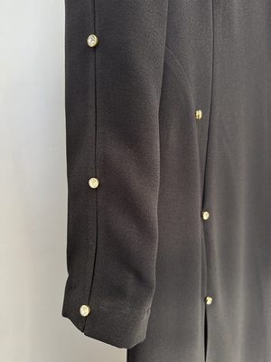 LS2646 Long Sleeve Women's Floor-Length Black Evening Dress Tight Fit and Elegant Pearl Pattern Design