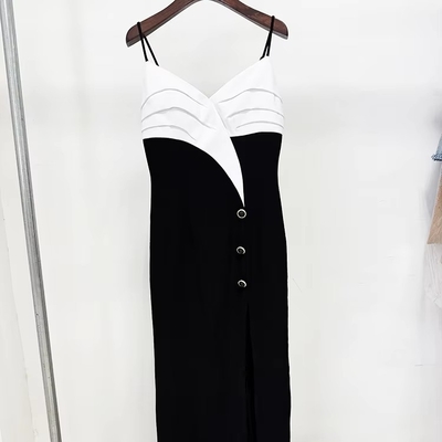 SB3429 Kimshein Sexy Sleeveless Maxi Dance Party Dress Fashion Black Evening Gown High Slit for Women's Elegant Occasion